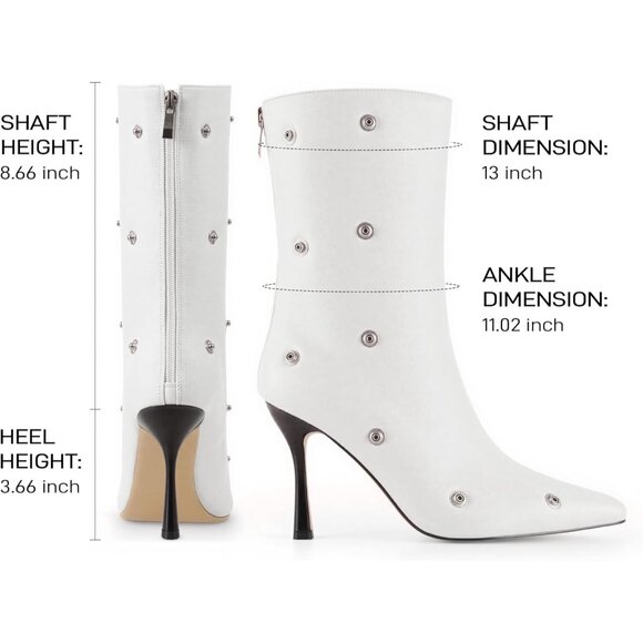 ⚡Women White Polyurethane Slouchy Stiletto High Heel Pointed Toe Fold Shark Boot - Picture 6 of 7